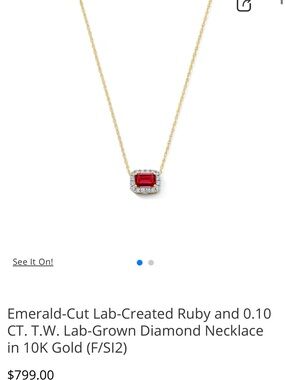 PEOPLES JEWELLERS Lab-Created Ruby and Diamond 10K Gold Necklace - Red